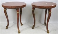 PAIR OF FAUX MARBLE TOP ROMAN STYLE TABLES