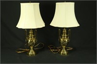 PAIR OF 19th CENTURY BRASS OIL LAMPS NOW ELECTRIC