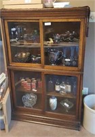 Oak Display Cabinet with Sliding Glass