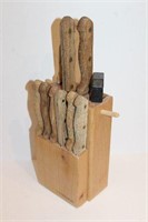 Faberware Wood Handled Knives in Block