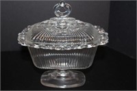 Vintage lidded Glass Footed Candy Dish