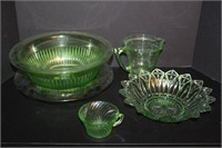 Selection of Green Depression Glass