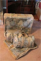 French brand tapestry & suede luggage set
