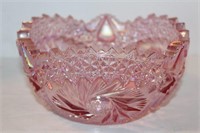 Pink Iridescent Carnival Glass Bowl