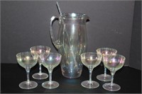 Iridescent Glass Drink Set with Pitcher,