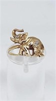 10K Gold Elephant Ring with Small Diamond