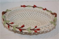 Belleek Woven Basket with Floral Edges