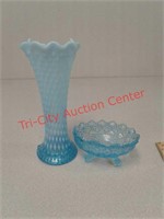 Blue opalescent Vase and more