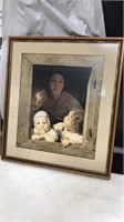 Mother with three children framed art