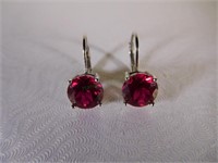 SS Synth Ruby Pieced Earring