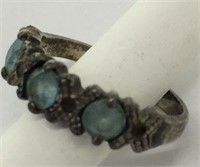Sterling Silver Ring With Blue Stones