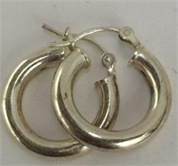 Pair Of Sterling Silver Hoop Earrings