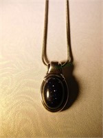 SS necklace w/ goldstone cabochon pendant Slide