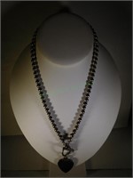 Amoro SS Beaded Necklace with Heart Drop