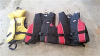 2 ADULT AND 1 CHILD LIFE JACKETS