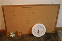 Bulletin Board, Clock, Magnets