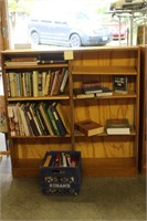 Wood Bookshelf with Books