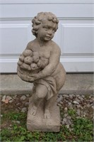 Concrete Child Holding Flowers
