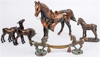Four Vintage Metal Horse Figurines