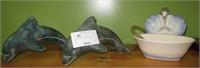 Lot, pair of decorative dolphins and dolphin