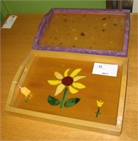 Lot, 2 handcrafted trays