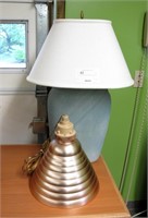 Lot, 30" table lamp and 15" hanging beehive lamp