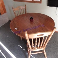Round wood table w/2 chairs