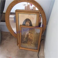 Picture frames & oval mirror