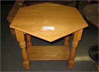 Custom red oak hexagon top hall table, New!
