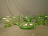 Etched Depression Green Glass