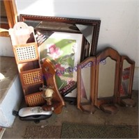 Picture frames, wood shelf