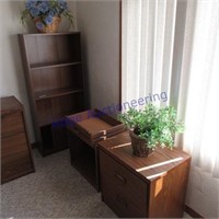 2 drawer cabinet, table, book shelf &flower basket