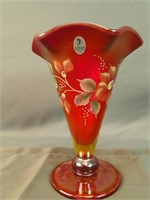 Fenton Large Red Ruffled Vase