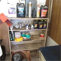 Grease, oil, oil cans & shelf