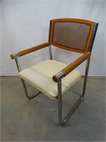 Daystrom Wicker-backed, cloth seat w/ metal legs