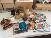 Small wicker baskets,ceramic baskets & misc.items