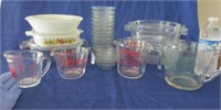 pyrex measuring cups -baking dishes -small bowls