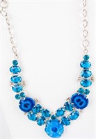 Jewelry Large Sterling Silver Blue Stone Necklace