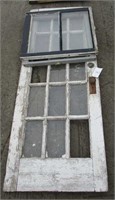 Vintage Door with Windows & (2) Window Panes