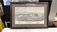 Framed reproduction 1889 map sketch