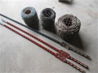 3 rolls of barbed wire & 3 fence posts
