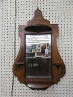 19TH CENTURY ANTIQUE INLAID BEVEL MIRROR