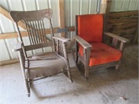 2 antique wooden rockers from the barn