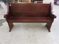 ANTIQUE CARVED MAHOGANY CHURCH PEW