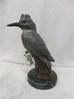 BRONZE KINGFISHER ON MARBLE BASE-SIGNED/#'D