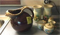 Pitcher, Cream/Sugar, Salt/Pepper, 2 Vases