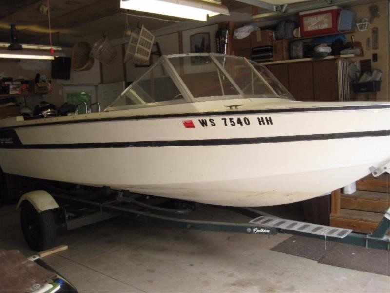 1972 Star Craft American 18' boat with 115HP Mercury Motor and Caulkin's single axle trailer with new tires.