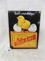 PORCELAIN "BON-AMI" CLEANER SIGN 9.5"T X 7.5"W