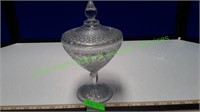 Pressed Glass Pedestal Bowl w/ Lid