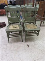 (4) PAINTED ANTIQUE DINING CHAIRS (1-HAS BROKEN
